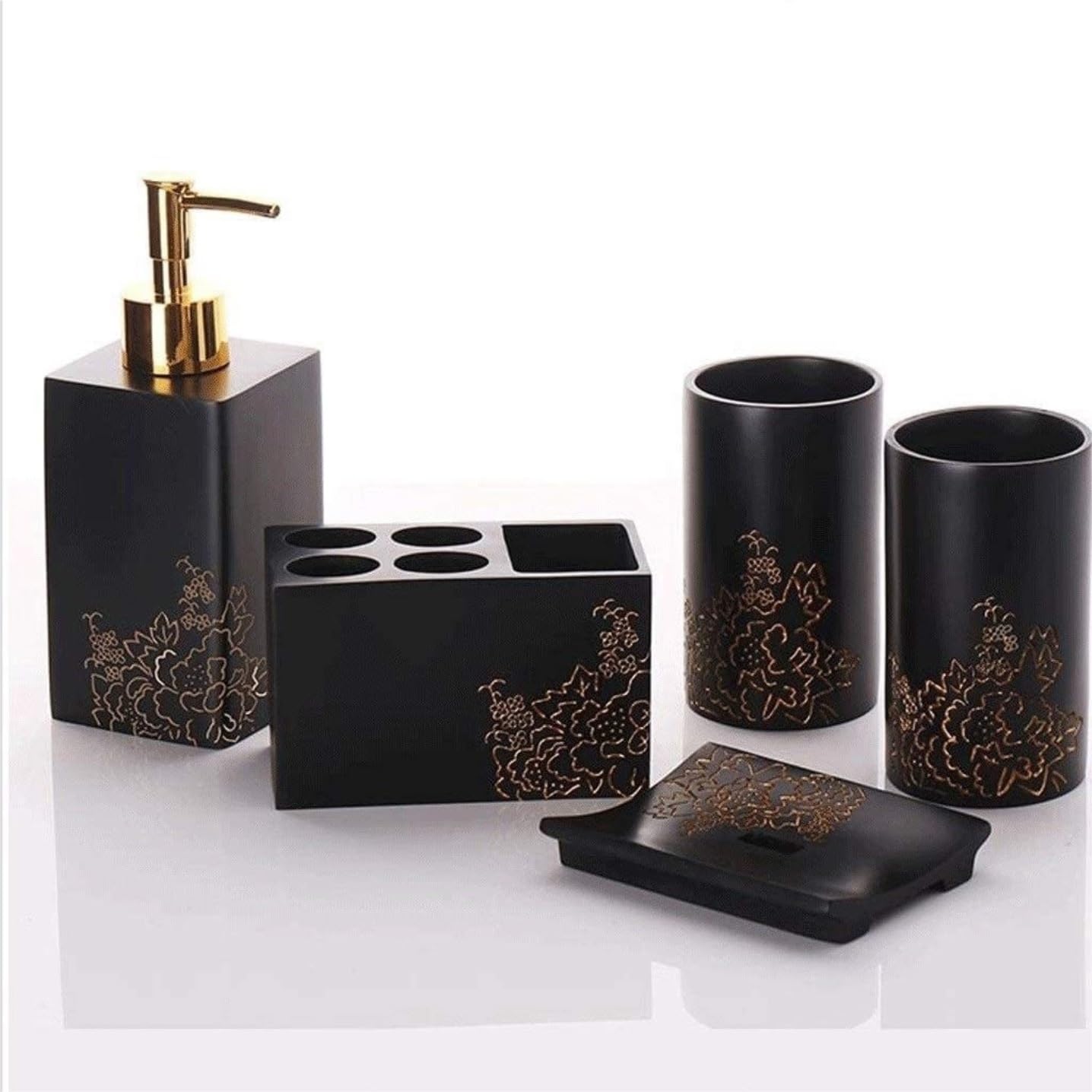 Accesorios De Baño Juego De 6 Accesorios De Baño De Resina, Dispensador De Jabón, Soporte para Cepillo De Dientes, Vaso Y Jabonera Set De Baño Accesorios