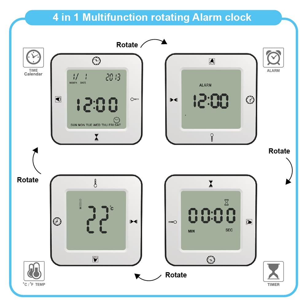 Sveglia Timer da Tavolo con Calendario retroilluminato per Orologio da Ufficio elettronico LCD a Temperatura Digitale Domestica