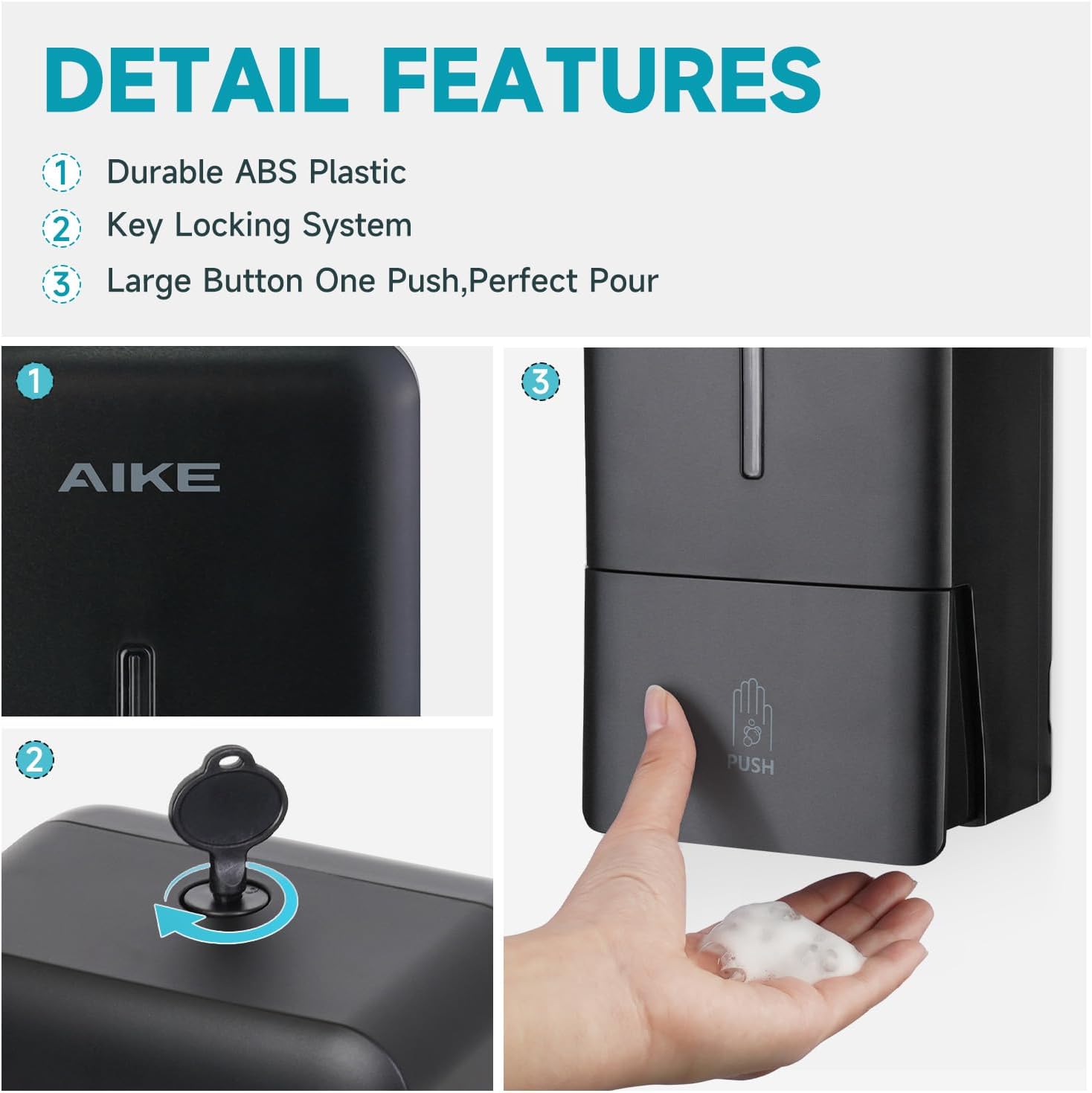 AIKE Manual Foam Soap Dispenser Mounting Options