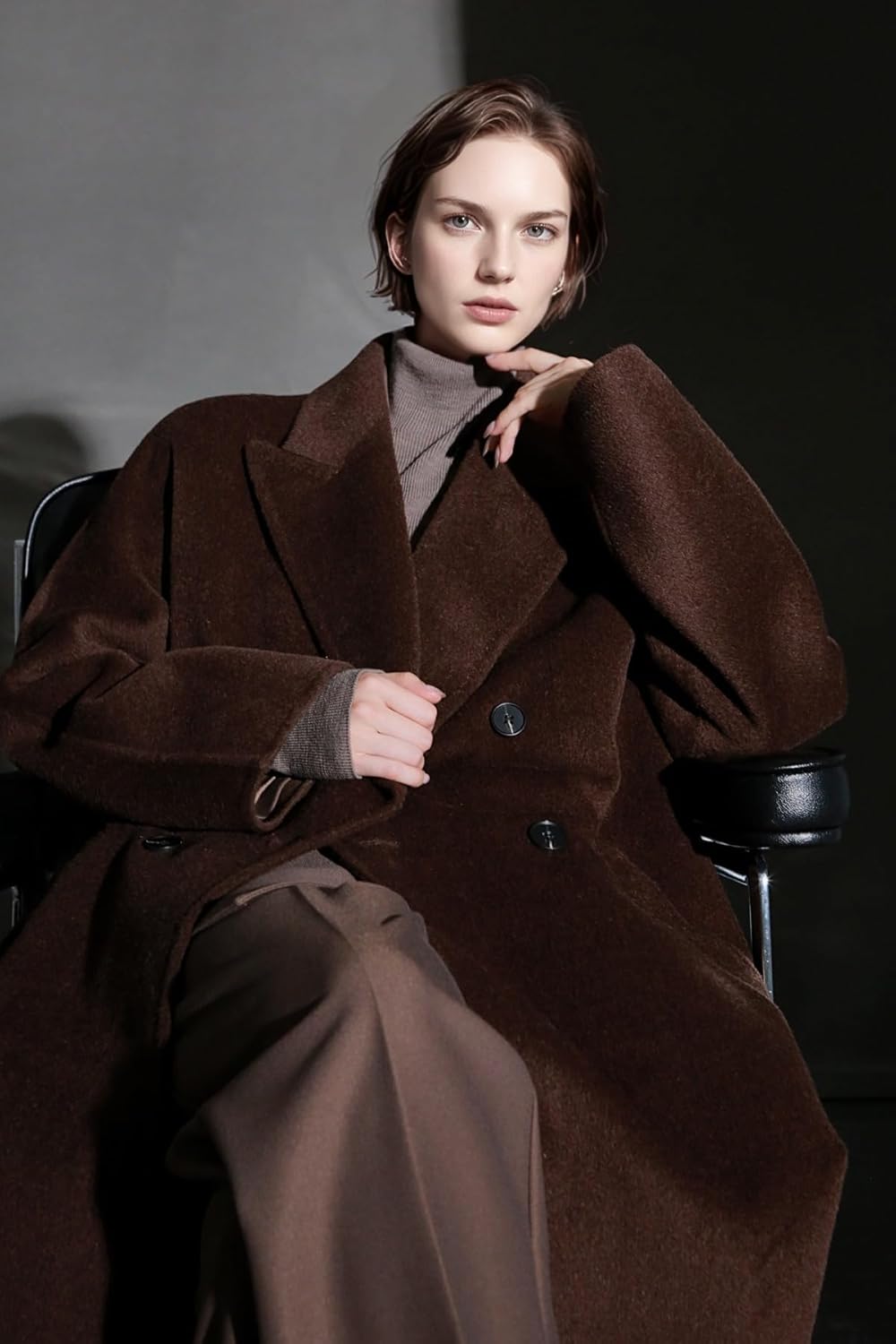 Alice Fan High-grade Women's Charming Long Wool Trench Coat Elegant Winter Warm Double Breasted Classic Jacket - Image 7