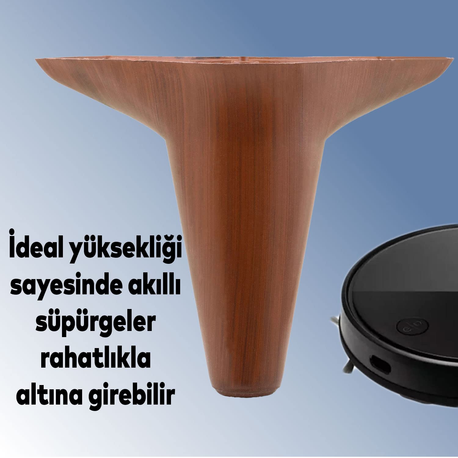 Badem10 Nobel Mobilya Kanepe Sehpa Puf Koltuk Ayağı Kahverengi Baza Ayak 12 cm (4 ADET)