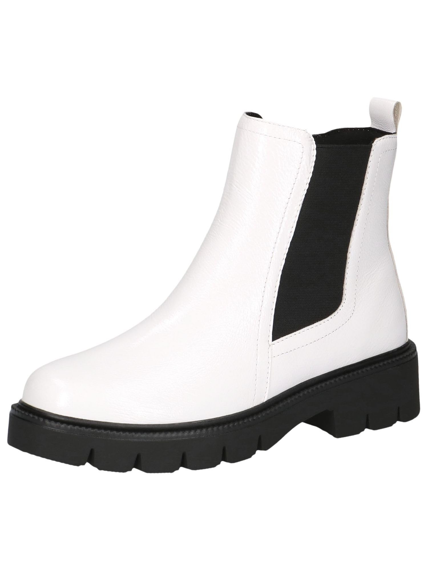 CAPRICE Women's Chelsea boots small heel elegant, White (White Naplak), 6 UK