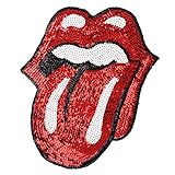 Sequin Lips Patches Sew On or Iron On Large Cartoon Mouth Tongue Lip Sequin Patches DIY Appliques Craft Compatible Hoodies T-Shirt Jeans Jackets