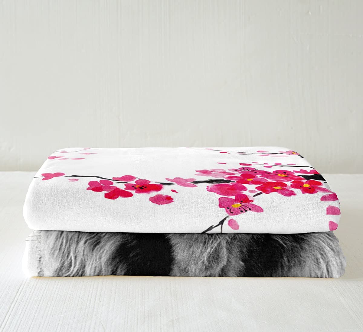 Loussiesd Highland Cow Plush Blanket Cute Red Floral Cattle Throw Blanket Kids Girls Women Men Cherry Blossom Sherpa Blanket Western Bull for Sofa,Wild Animal Double 60x79 Inch - Image 4