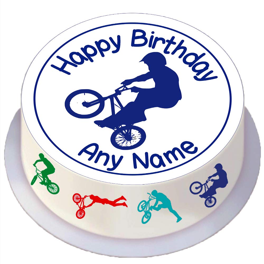 Made4you Bmx Birthday - Personalised Edible Round Cake Topper