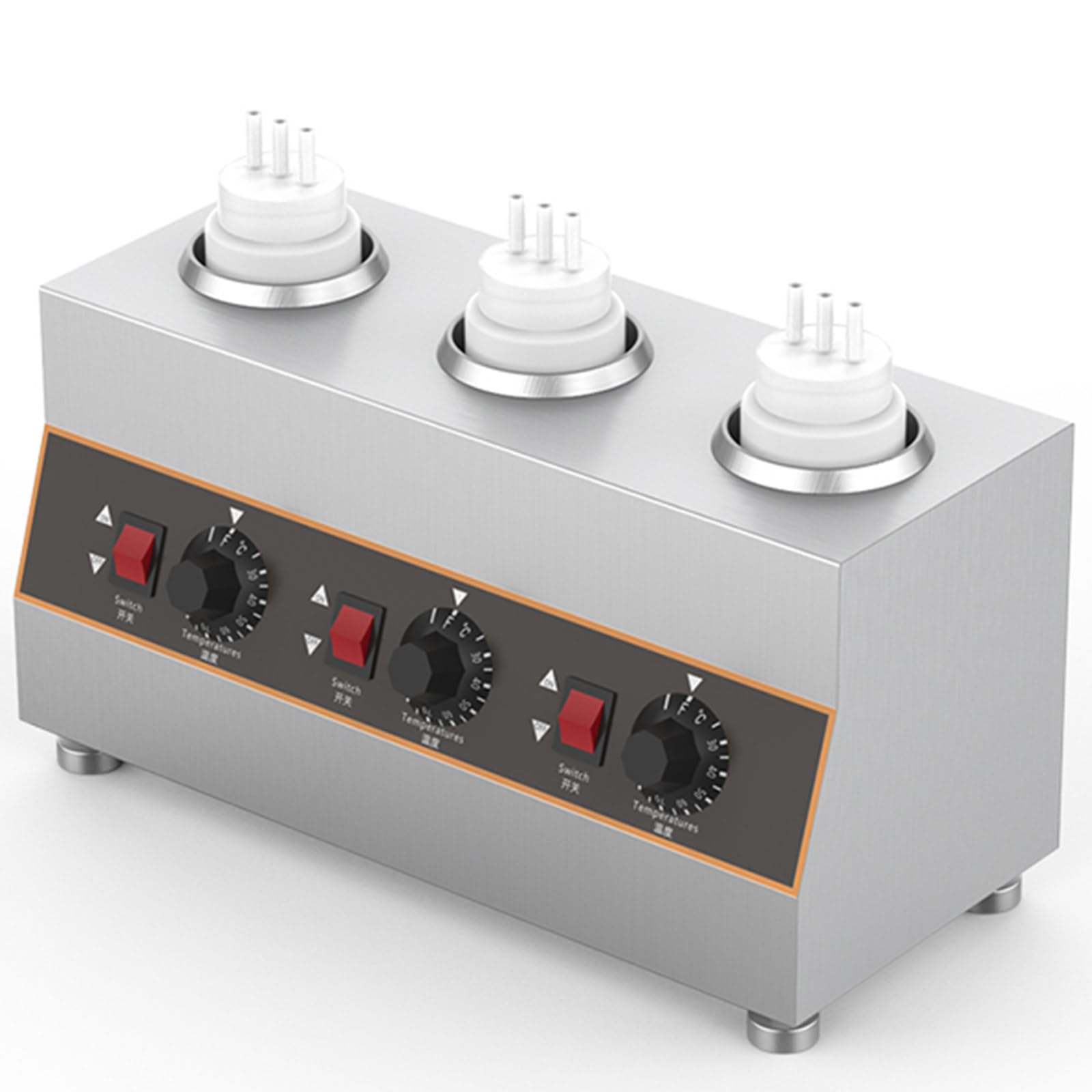 ASerZenith Electric Cheese Sauce Hot Fudge Dispenser Cheese Dispenser,86-185℉ Adjustable,3Grids