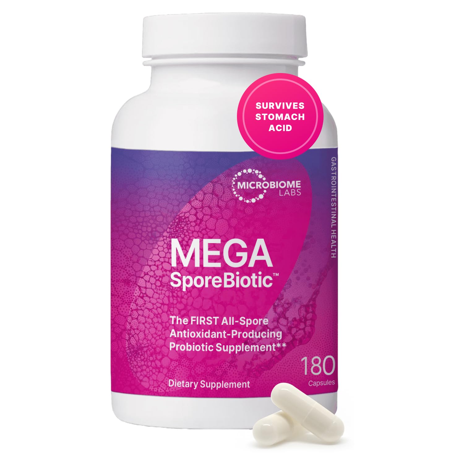 Microbiome Labs MegaSporeBiotic Probiotics for Digestive Health - Mens & Womens Probiotic Nutritional Supplements with Spore Based Bacillus Coagulans & Bacillus Subtilis for Gut Health (180 Capsules)