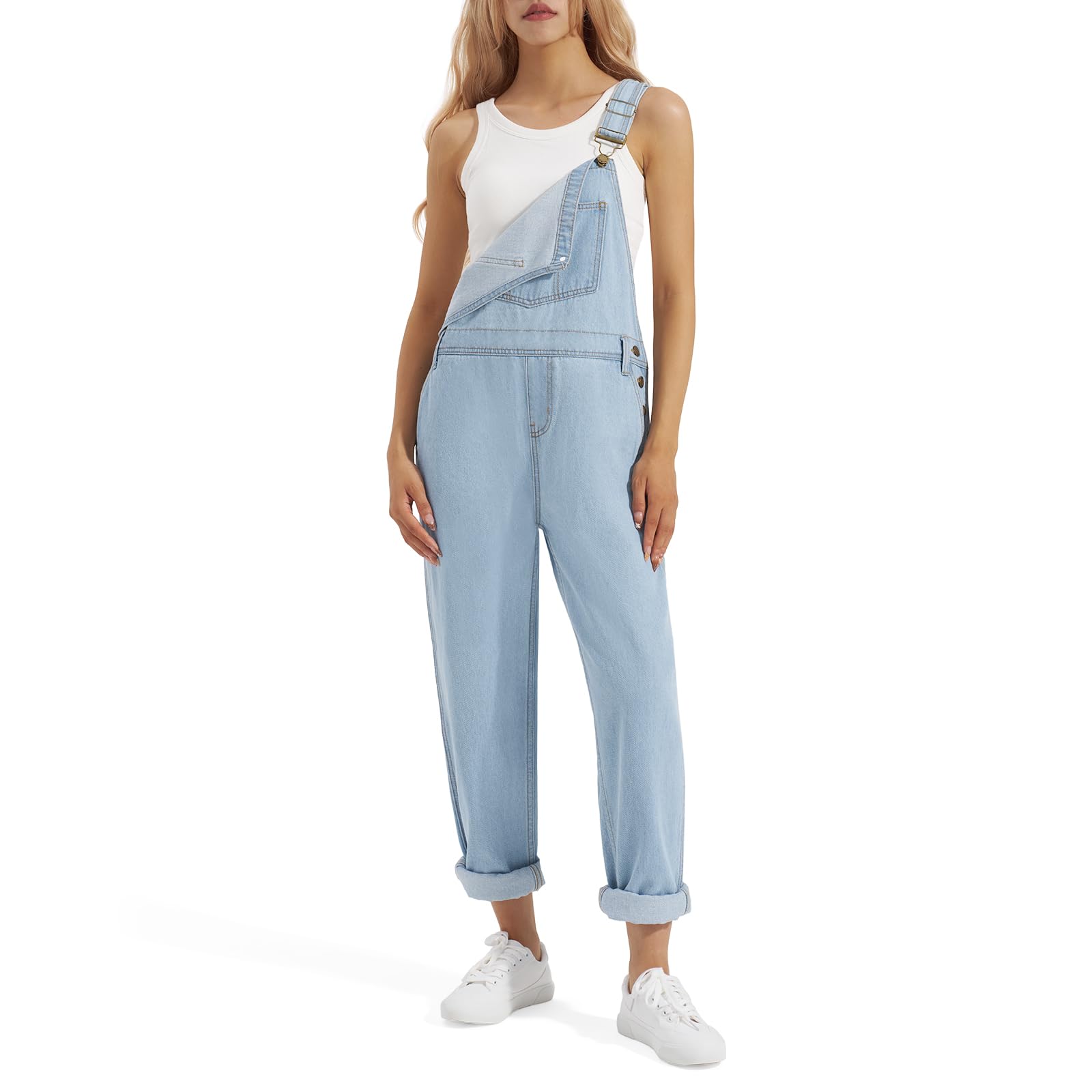 HISEA Salopette ample en jean pour femme, salopette de travail décontractée avec poches pour l'automne