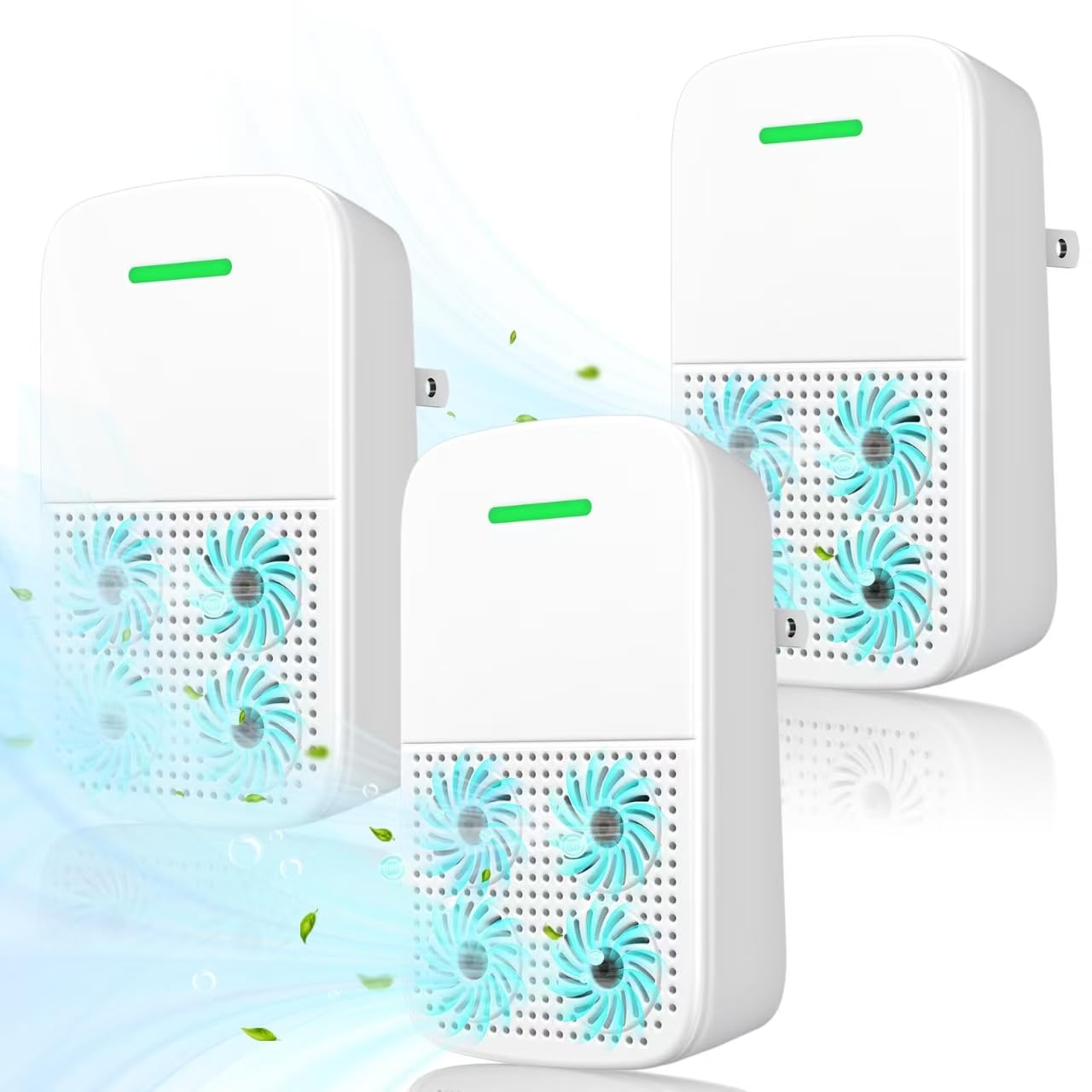 Air Purifier for Home (3 Pack), Plug In Air Ionizers, Portable Negative Ion Generator, Air Freshener for Pet Odor, Kitchen Odor, Dust, Smoke Smell (White)