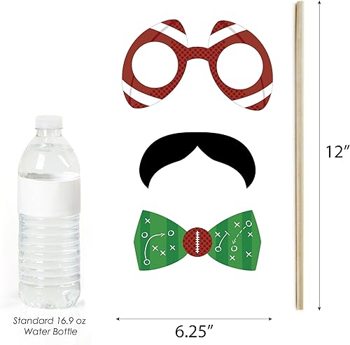 Miniatura 10 de Big Dot of Happiness The Big Game  Rojo y dorado  Kit de accesorios para cabina de fotos de fiesta de fútbol, 20 unidades