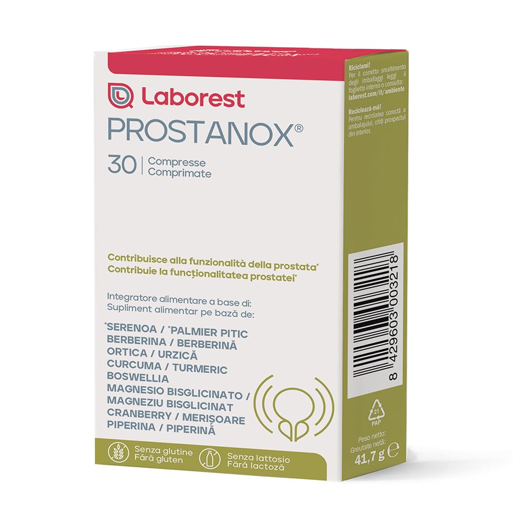 Laborest | Prostanox | 30 Compresse | Estratti Secchi di Serenoa, Magnesio Bisglicinato, Senza Glutine e Lattosio | Benessere Quotidiano Maschile | Integratori