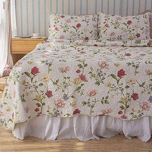 DONEUS King Quilt Sets 3 Pieces - Reversible Patchwork Coverlet Set, Lightweight Floral
