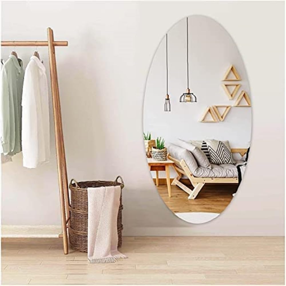 CARTENZA Flexible Self-Adhesive Mirror Sheets – Non-Glass Oval Plastic Mirror Tiles for DIY Home Décor, Wall Decoration & Crafts | 30 x 20 cm