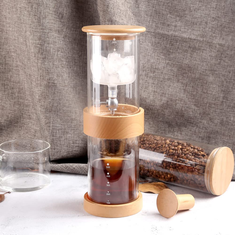 Cold Brew Coffee and Tea Maker,Drip Iced Coffee Brew Maker,500 ML Glass Iced Coffee Brewer for Home and Office