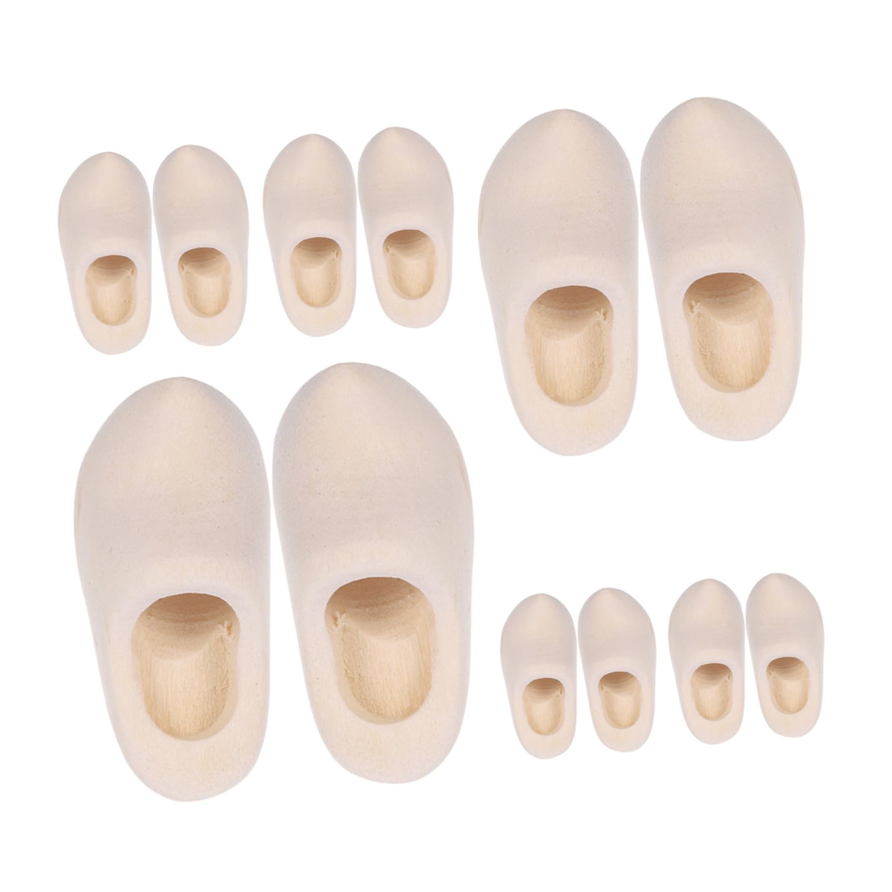 KOMBIUDA 6 Pairs Mini Wooden Clogs Unfinished Miniature Dollhouse Shoes for DIY Crafts Educational Dutch Footwear Ornaments Versatile Wood Shoes for Creative Decoration