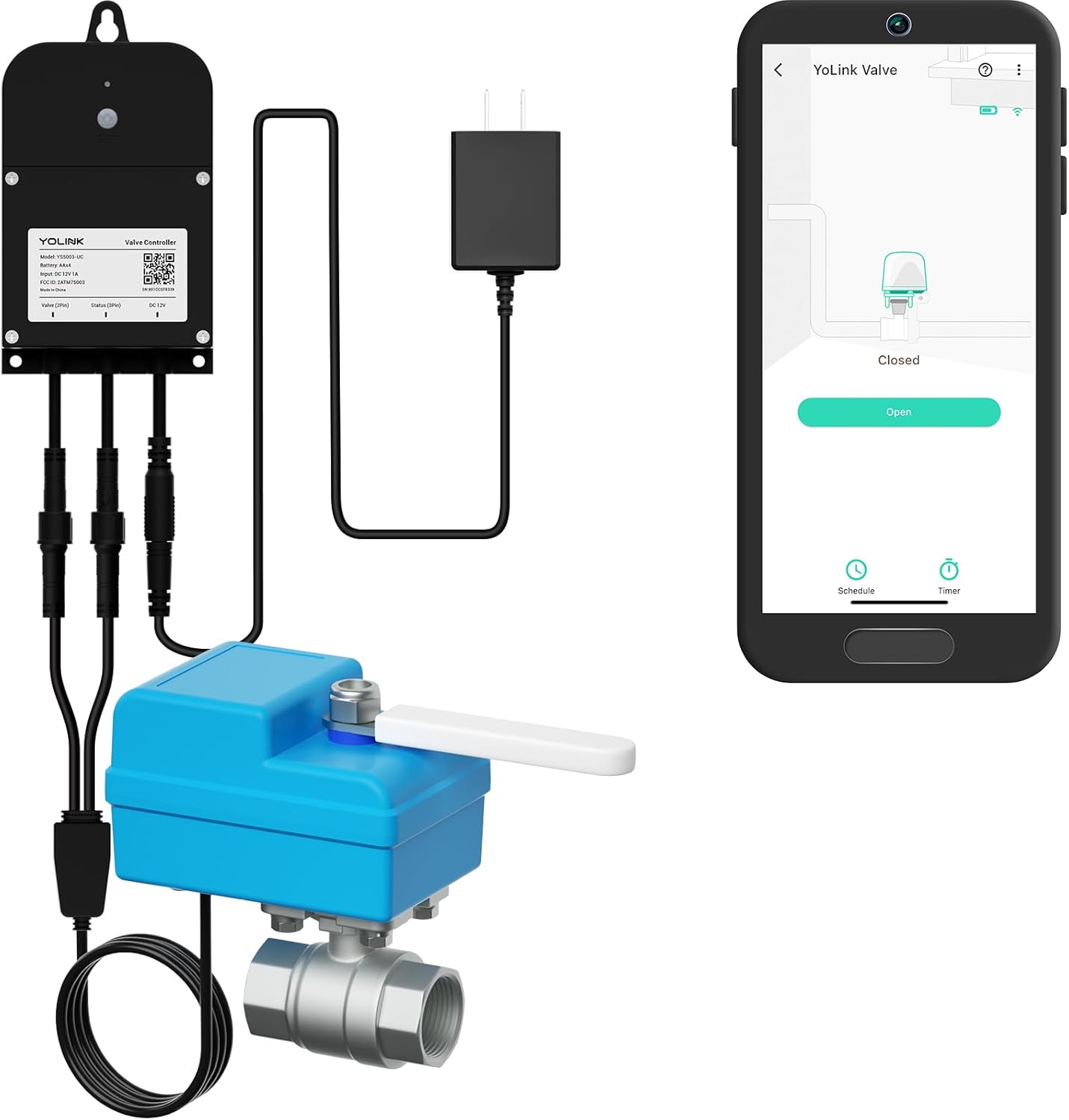 YoLink Wireless Smart Valve Control Kit, 1/2" EVO Stainless