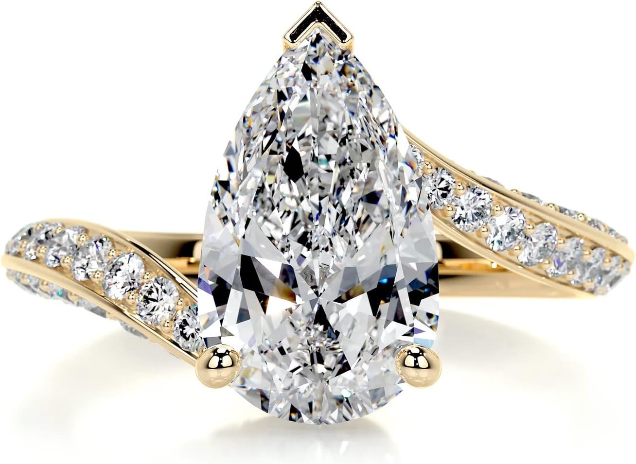 2.5 Carat (ctw) Pear Shaped Moissanite Engagement Rings, 10K 14K 18K Gold Promise Wedding Rings for Women