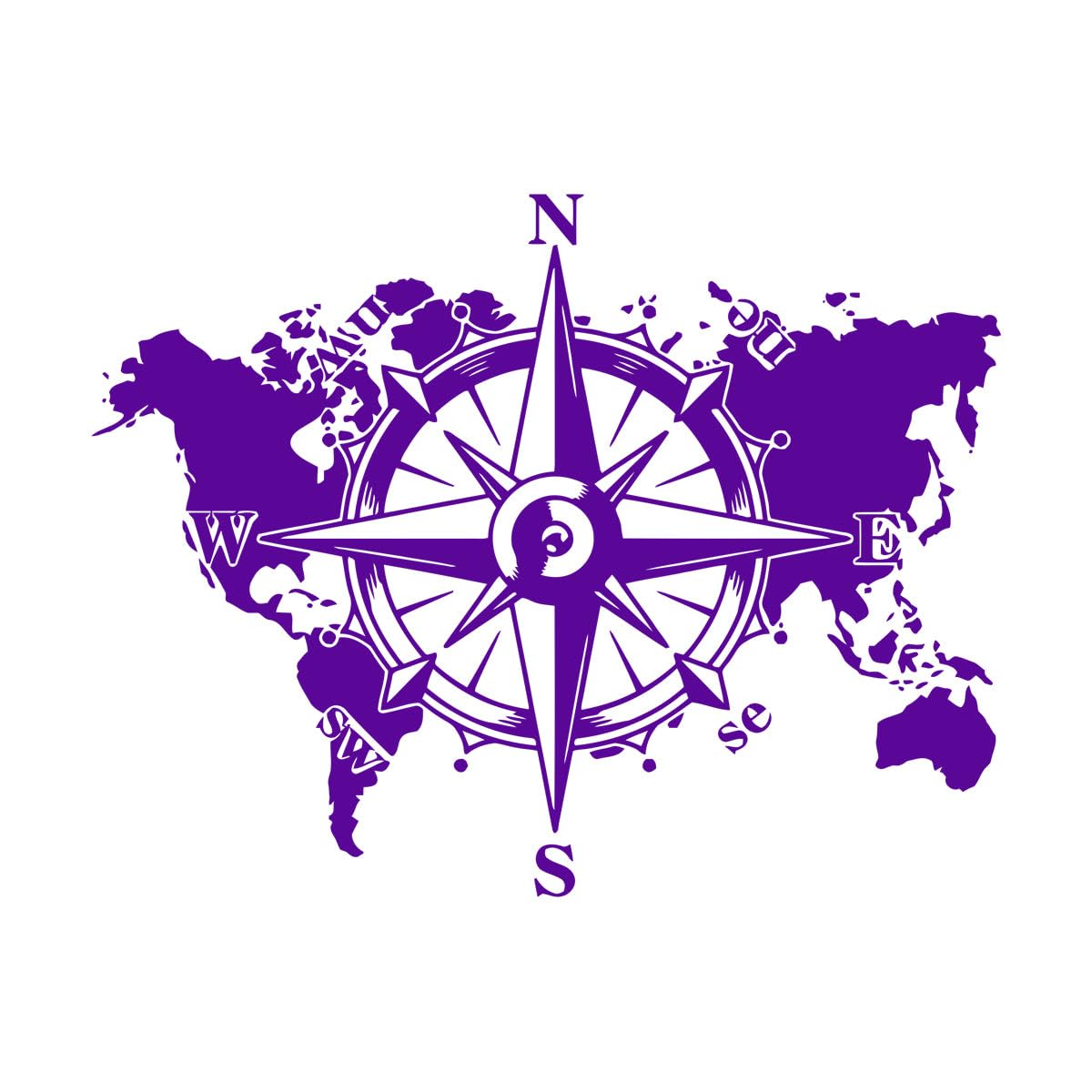 Compass World Map Adventure Wall Sticker Office Bedroom Earth Travel Explore Wall Decal Living Room Home Small - 23x30cm