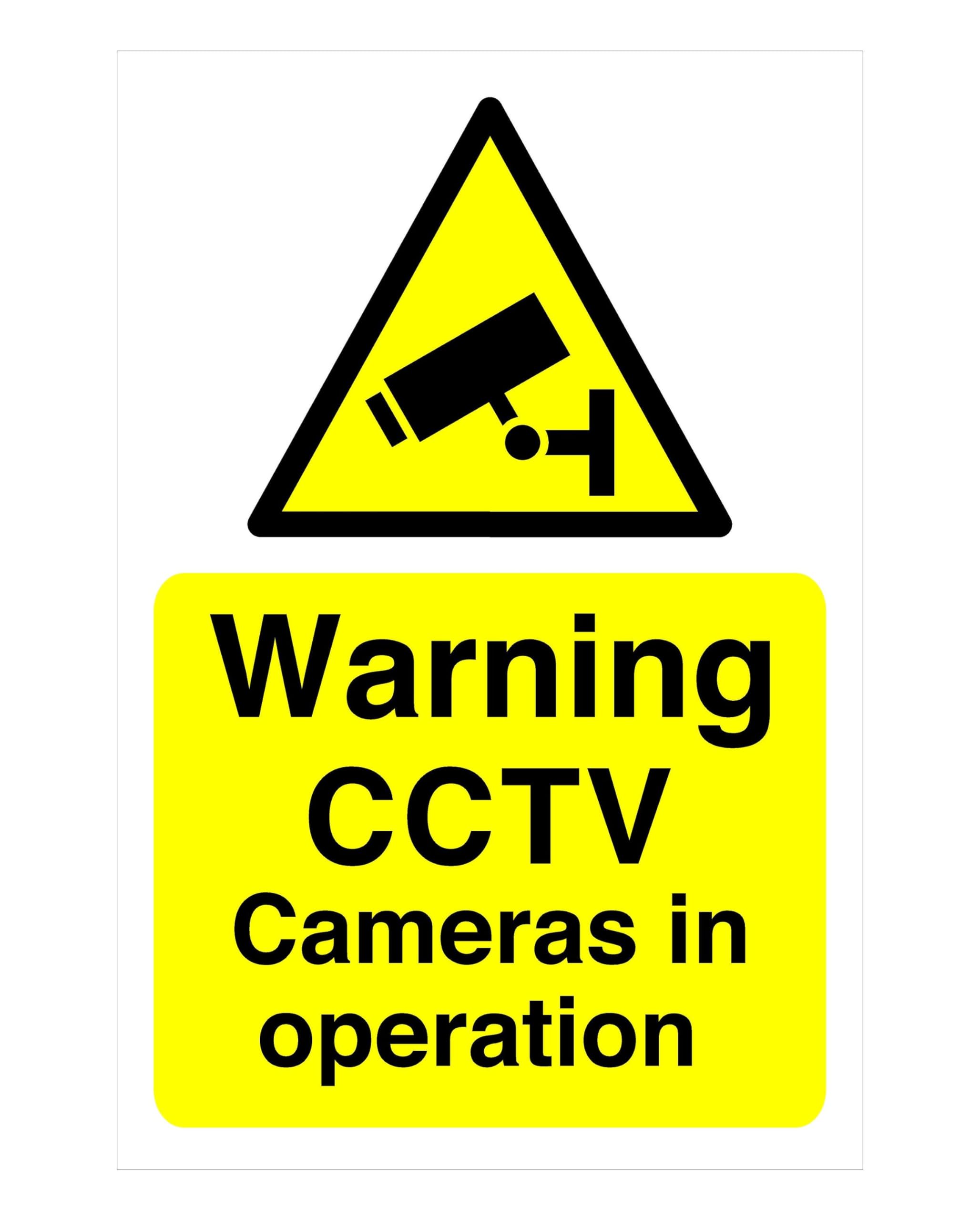 Safety First Display Ltd Yellow Warning Cctv Cameras In Operation Safety Sign - 3Mm Aluminum Dibond 400Mm X 300Mm
