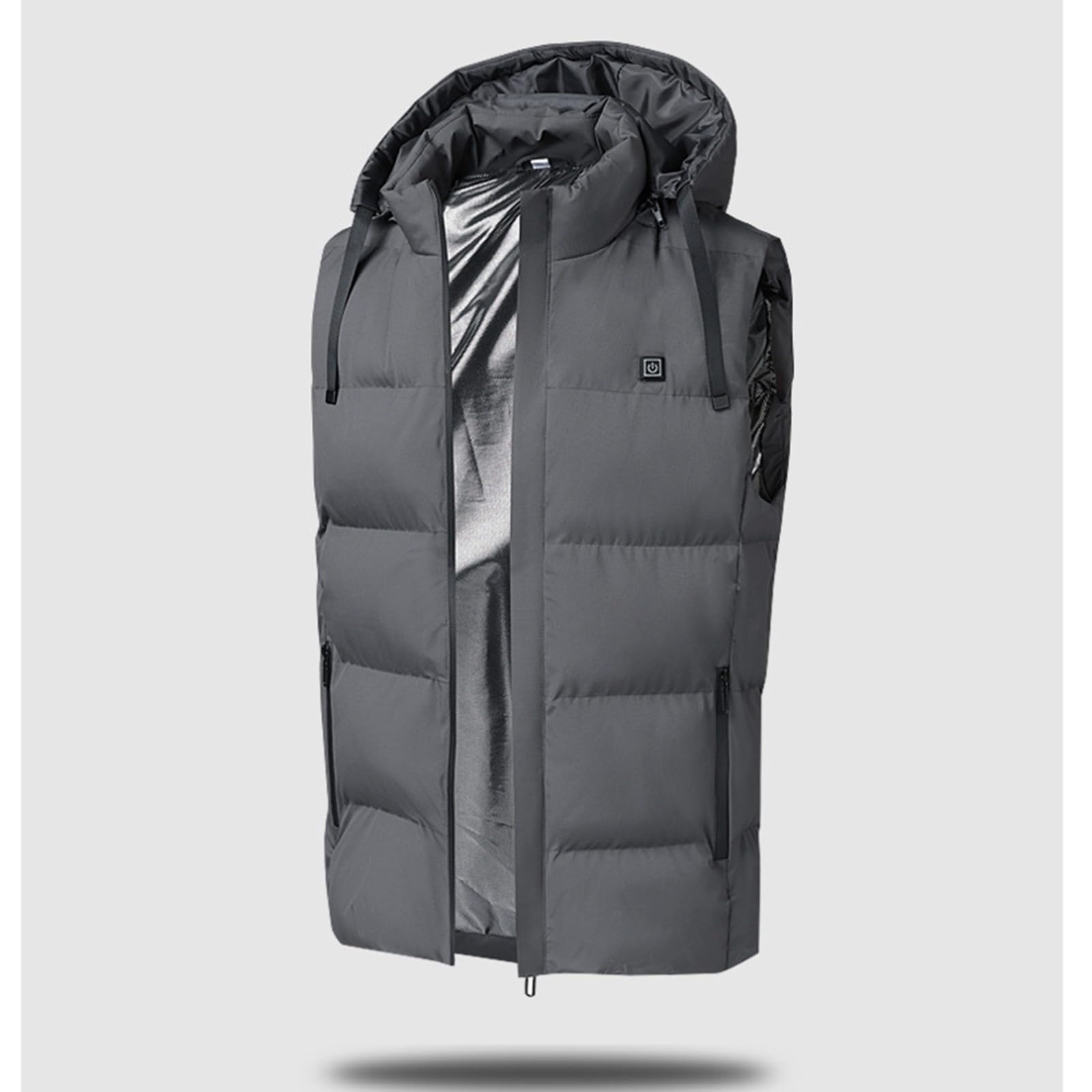 Gilet riscaldato per uomo e uomo, con cappuccio, giacca riscaldata, con cappuccio, gilet termico, con cappuccio, senza maniche, per caccia, campeggio, sci (senza batteria)