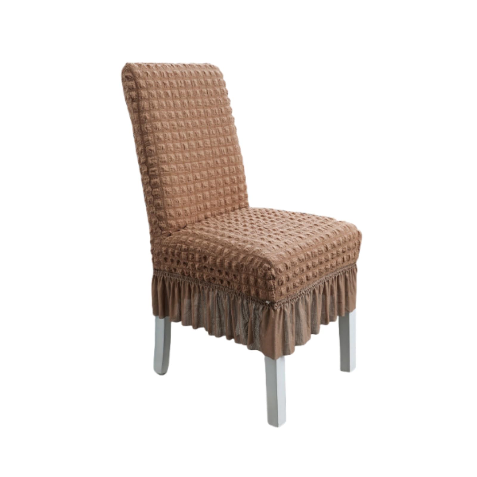Housse de chaise salle à manger extensible lot de 6 pièces coloris taupe pour décoration intérieure