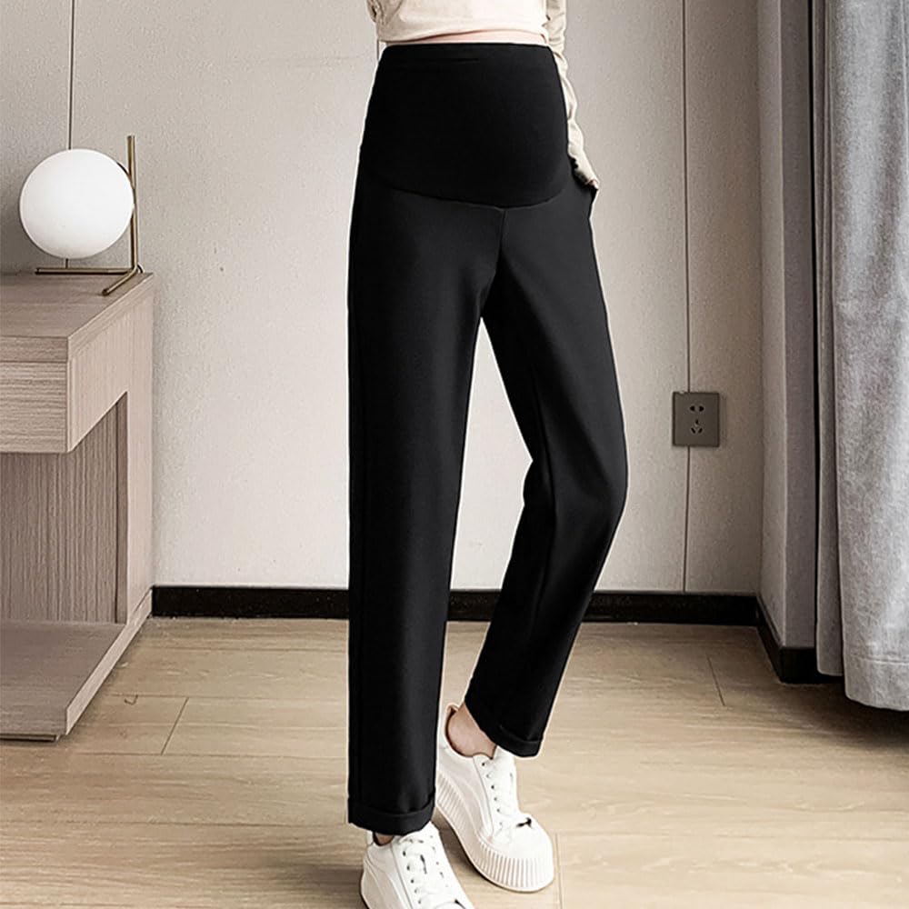 Noir Pantalon de Grossesse Femme Grande Taille Confortable Élastique Pantalon de Jogging Ample Bas Large Décontracté Taille Haute Maternité pour Sport Yoga