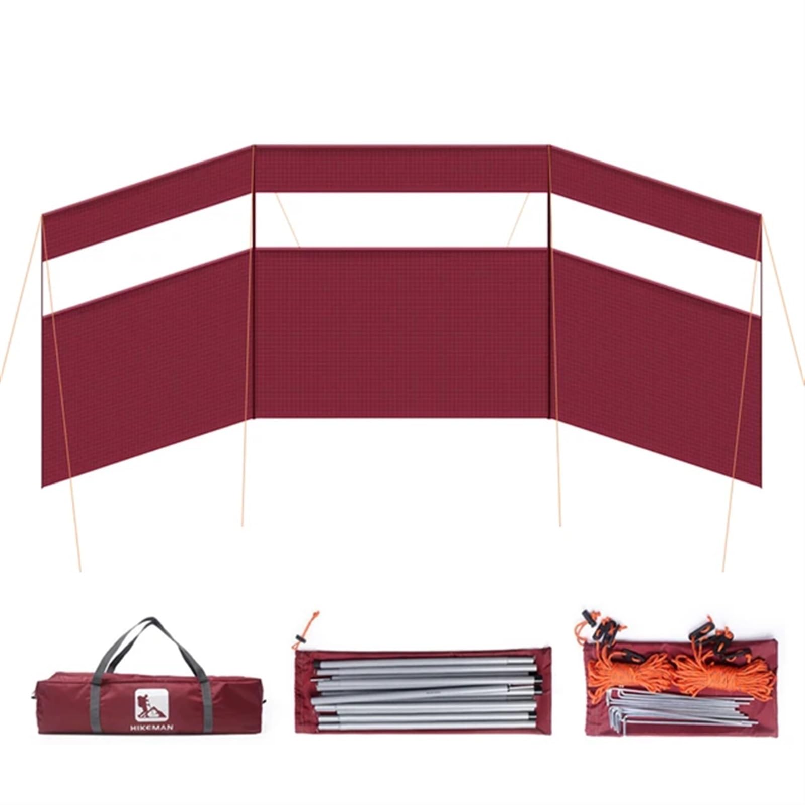 Paravento da Spiaggia Frangivista Parabrezza Pieghevole for Campeggio all'aperto, fornello a Gas, Riparo dal Vento, Parete frangivento con 12 Ganci for Escursionismo, Picnic, Barbecue(Red)