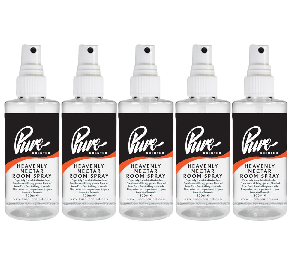 Pure Scented 500ml Room & Fabric Sprays 5 x 100ml Suitable For Home, Car, Caravan, Work, Gym Bags, Odour Eliminators (5 x 100ml, Heavenly Cedar & Salted Lavender)