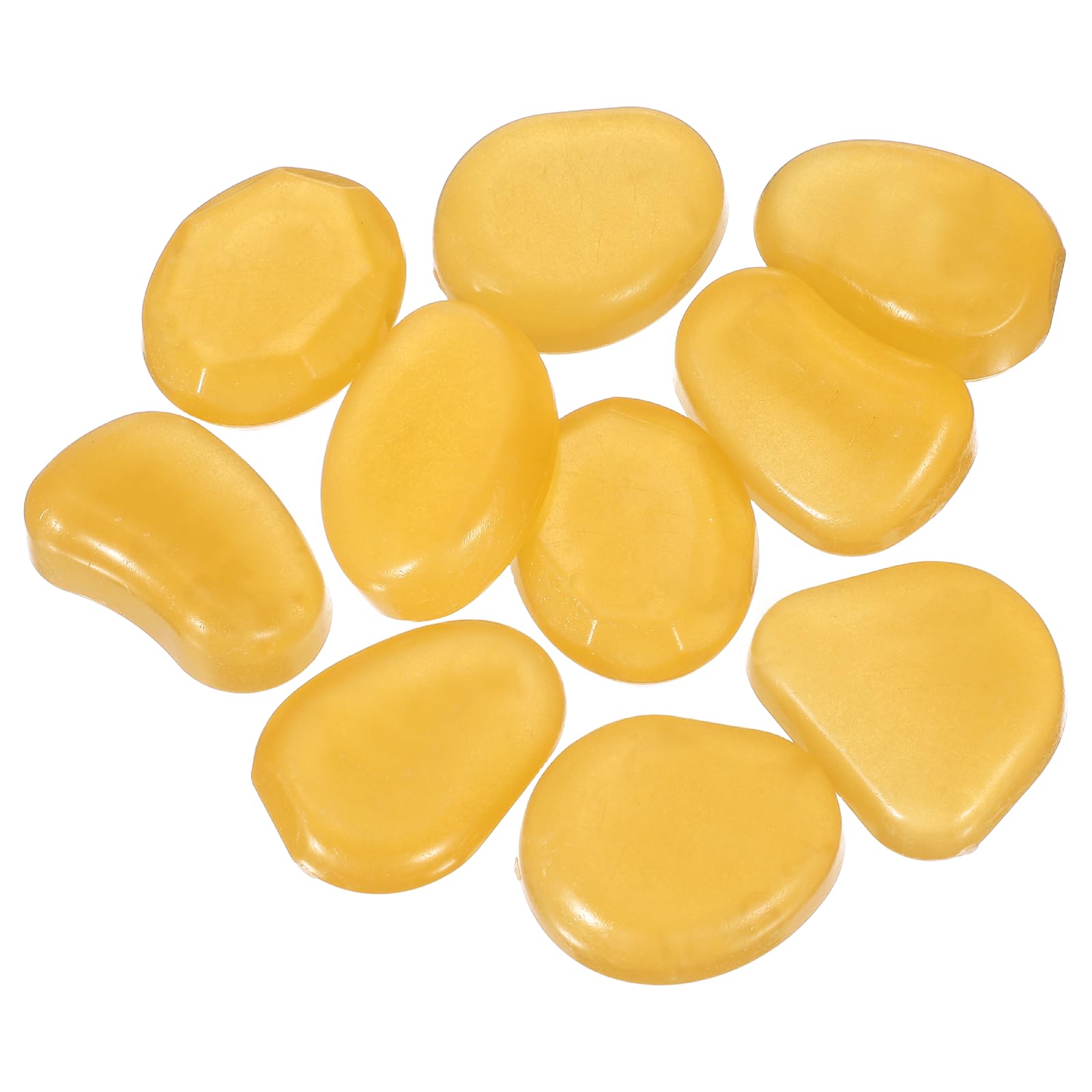 YELARXI Large Glow in the Dark Stones, Luminous Pebbles Stones Glowing Rocks Decorative Light Up Pebbles Fitting for (Fish Tank/Outdoor Garden Decor/Yard/Walkway) 10 Pcs & Orange Yellow