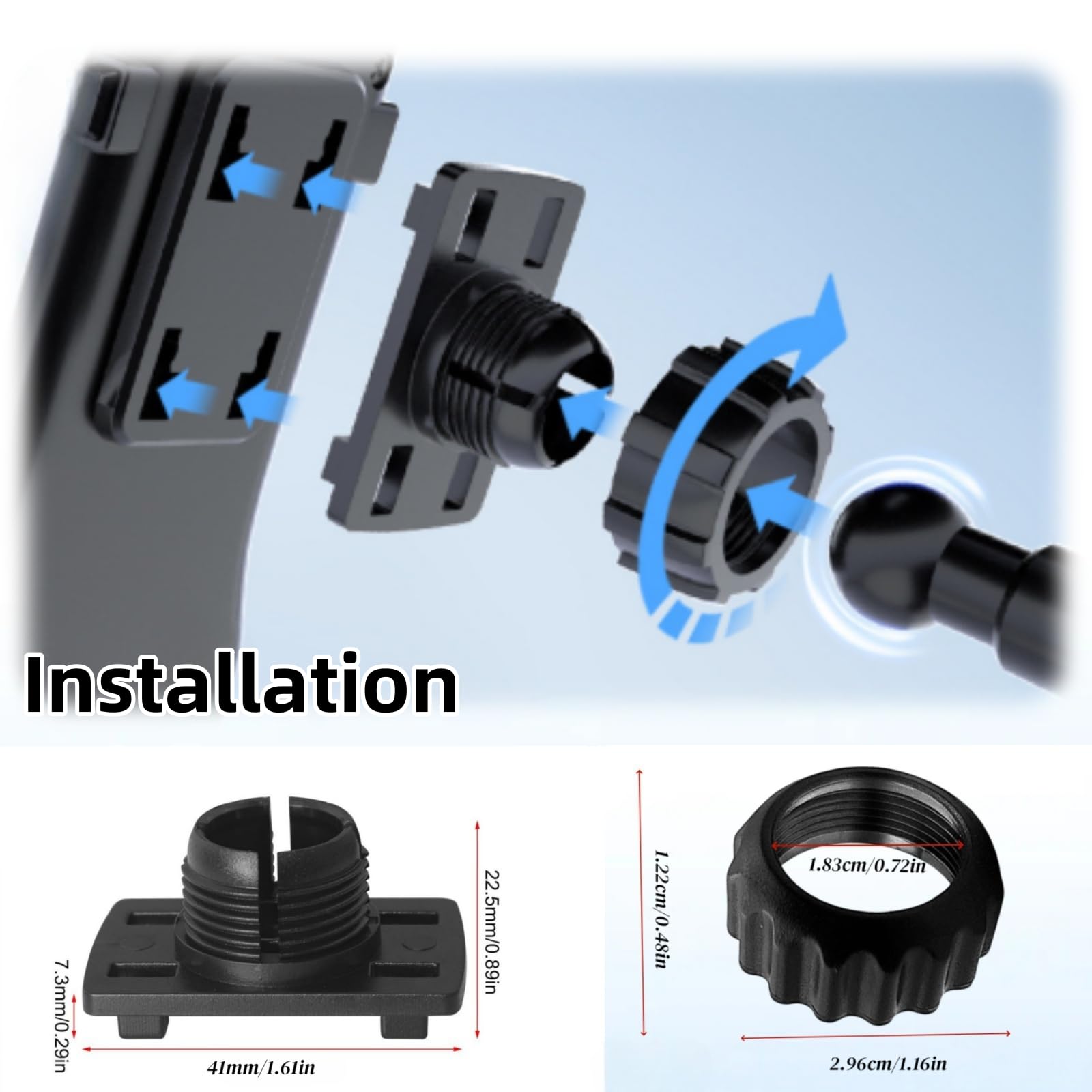 CD Slot 17mm Palla Adattatore per GPS Auto Schermo Carplay, 4 Pulsanti di Blocco Compatibile con Auto Stereo GPS Telefoni Cellulari