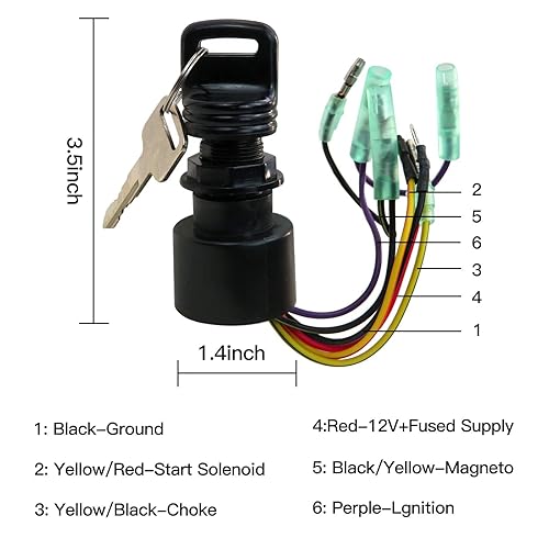 Miniatura 4 de MEILIANJIA 87-17009A2 87-17009A5 Bote Interruptor de llave de encendido para motores fueraborda Mercury por año fuera de borda 2001 15HP 1015312YL