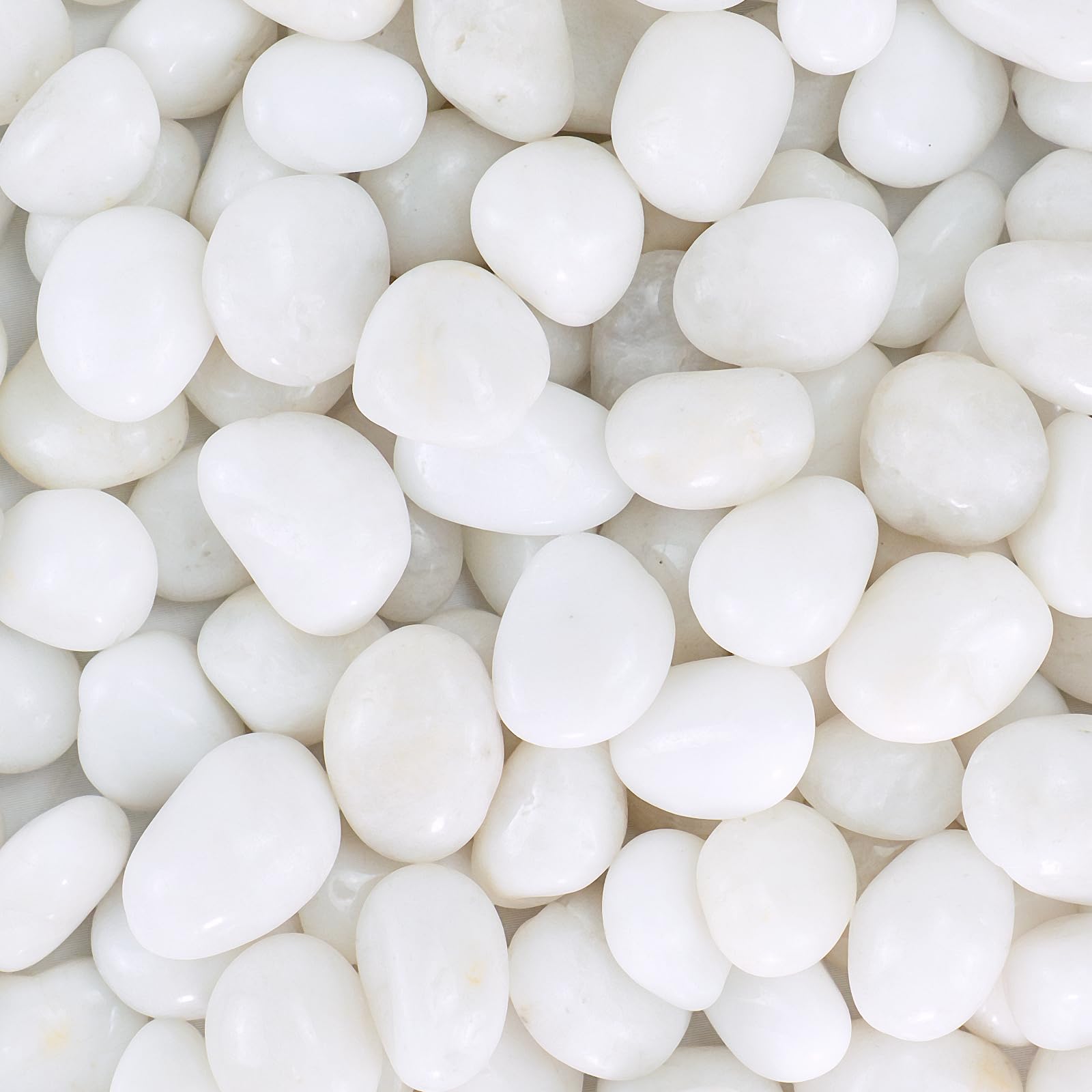 GreenVibe Pebbles for Indoor Plants, 2lbs White Pebbles 0.5-1.2 Inch Decorative River Rocks for Planters, High Polished Stones for Vase Filler Fish