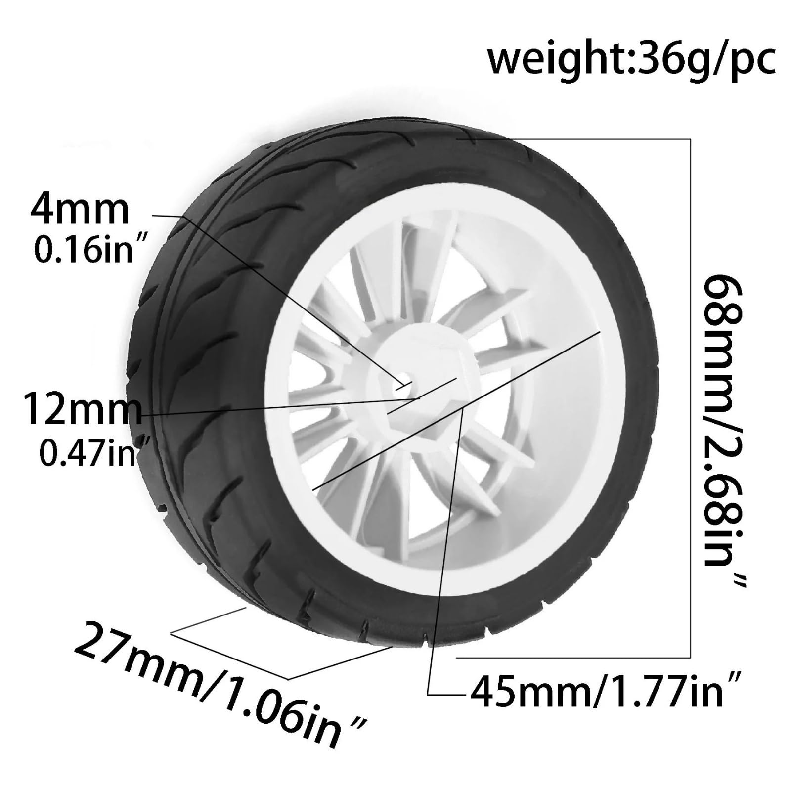 Pneumatici Da 68Mm Per Tamiya Per TT01 Per TT02 XV01 PTG-2 1/10