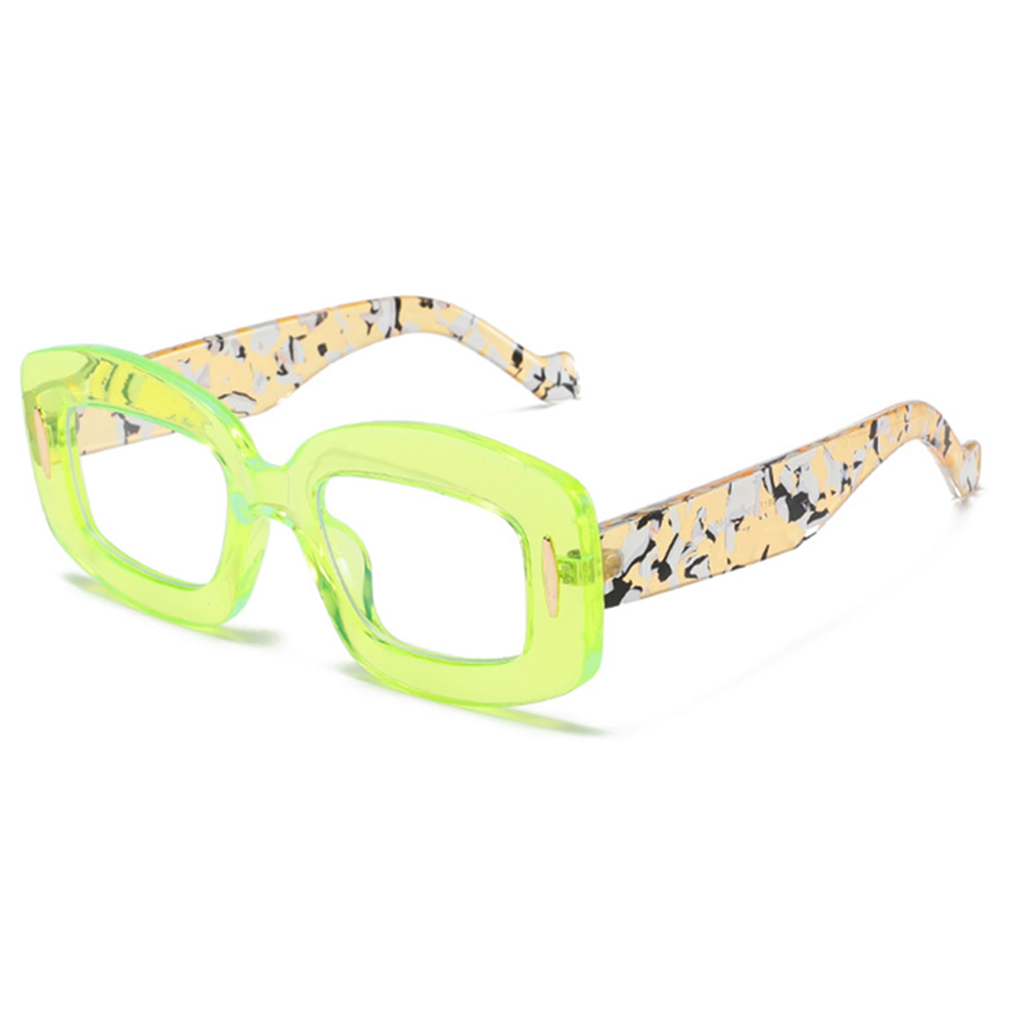 bullabulling Oversized Flower Square Reading Glasses for Women Funky Blue Light Flexible Readers