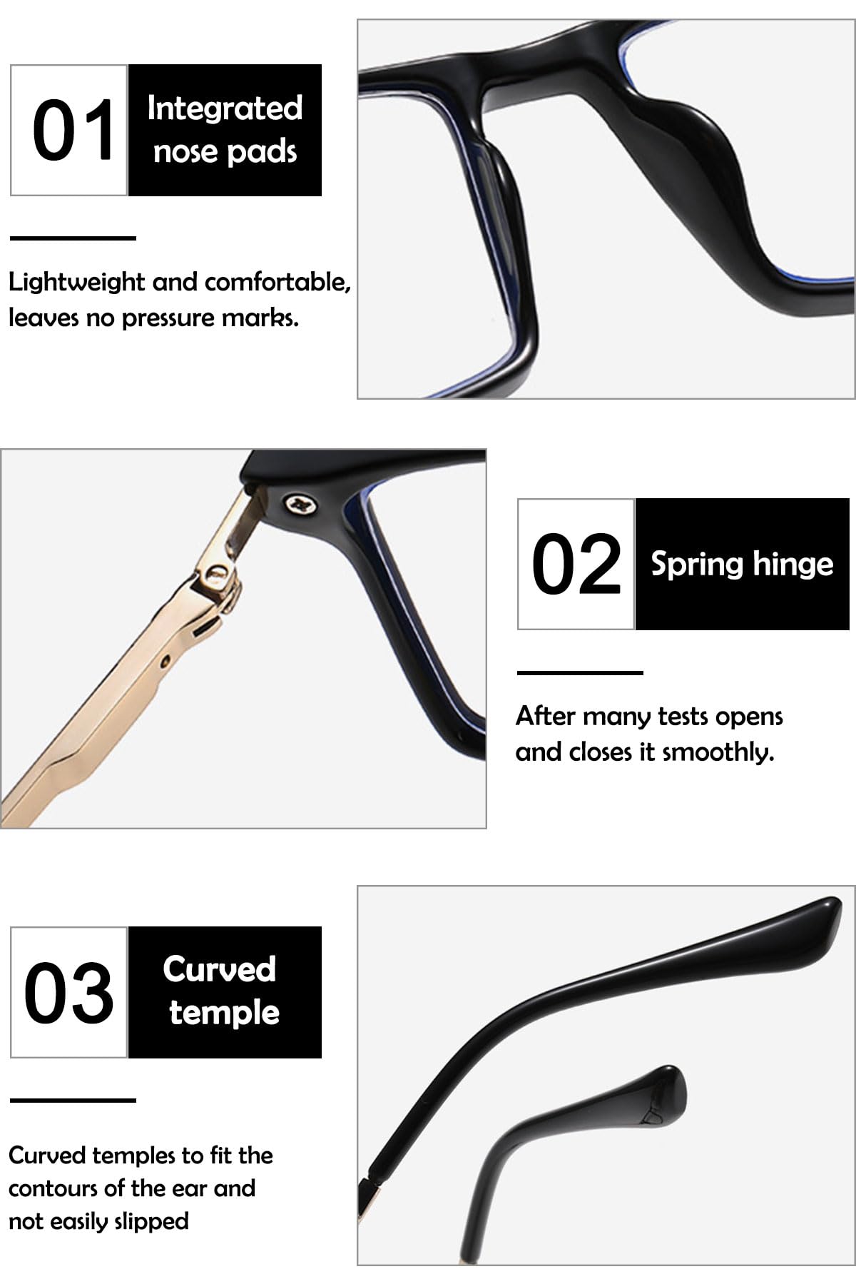 KOOSUFA Selbsttönende Gleitsicht Lesebrille Gleitsichtbrille Progressive Multifokus Blaulichtfilter Photochrome Herren Damen Federscharnier Leicht TR90-Rechteckrahmen mit UV-Schutz Sonnenlesebrille