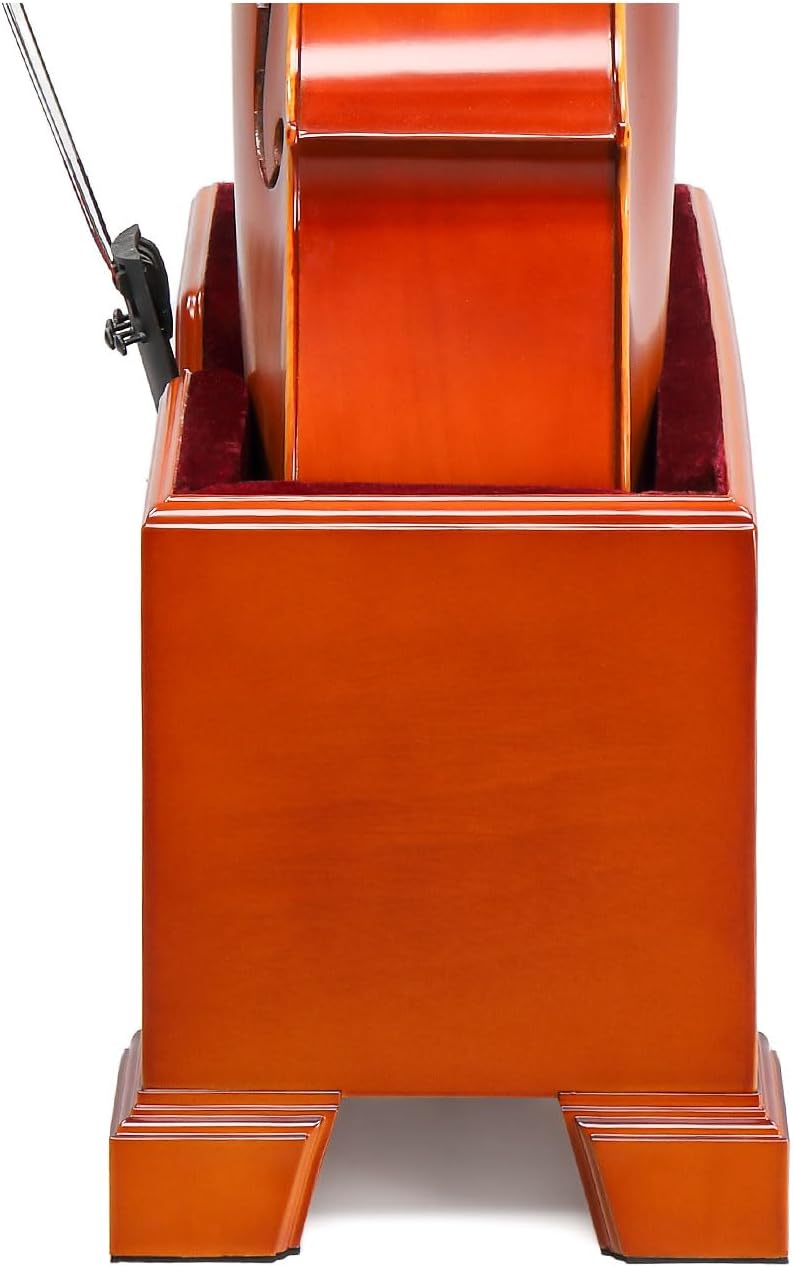 Ochine 4/4 Full Size Burgundy Wooden Cello Box Stand, Cello Wooden Stand Burgundy Velvet Plush Cushions