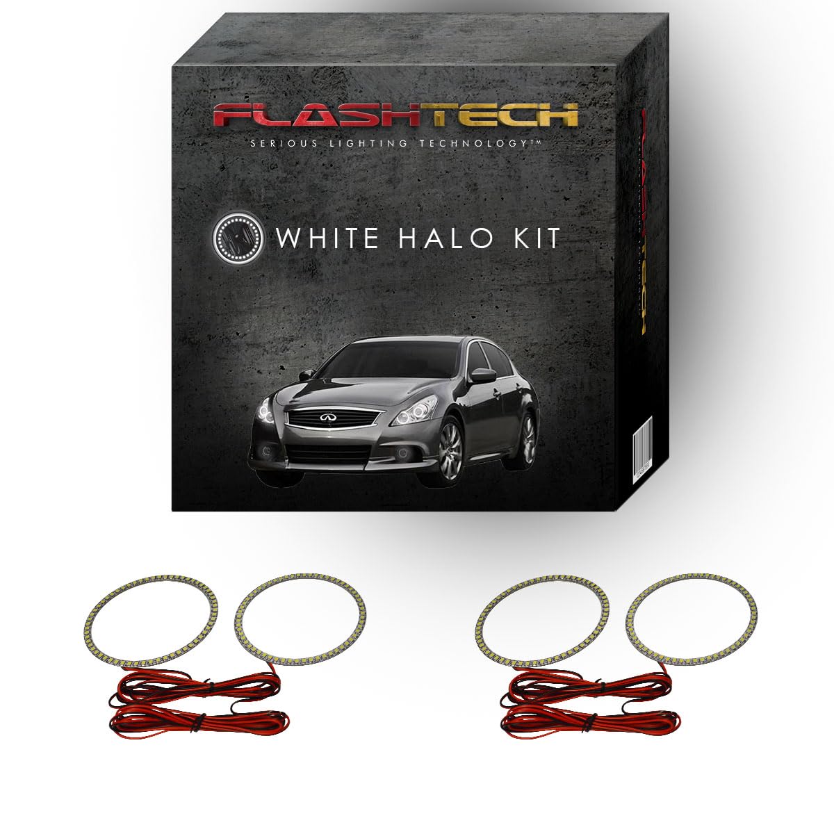Flashtech Xenon Brightest White LED Halo Ring Headlight Kit Compatible With Infiniti G37 10-13