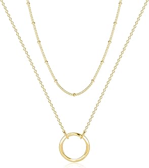Fettero Pendant Necklace Gold Choker Layered Coin Open Karma Circle Full New Crescent Moon 14K Gold Plated Dainty Simple Moon Phase Jewelry for Women Gift