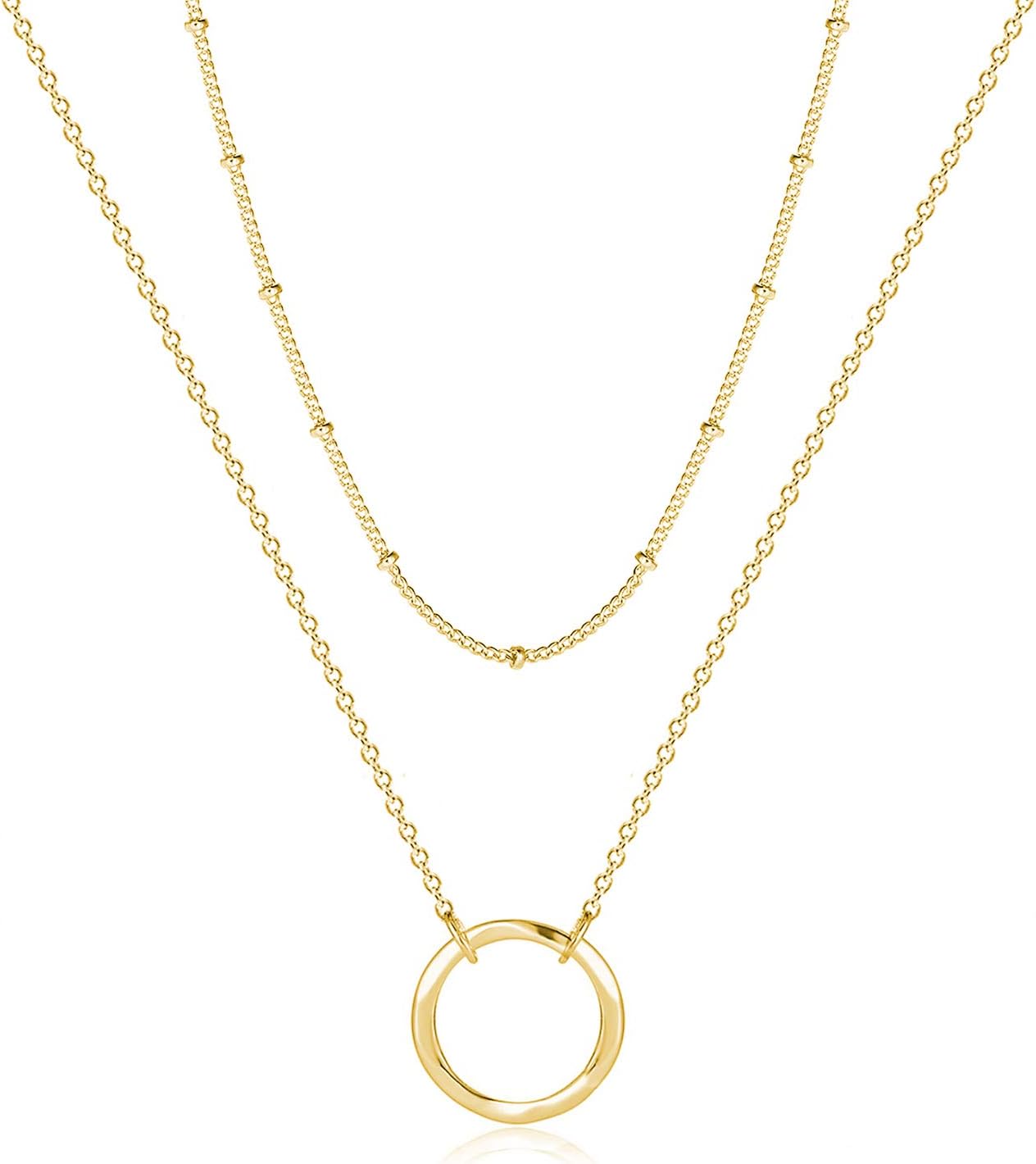 Pendant Necklace Gold Choker Layered Coin Open Karma Circle Full New Crescent Moon 14K Gold Plated Dainty Simple Moon Phase Jewelry for Women Gift