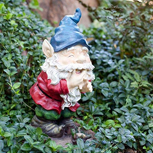 Alpine Corporation 15" Tall Outdoor Garden Gnome Smiling Yard Statue Decoration, Multicolor - Image 3