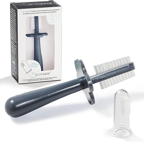 grabease Cepillo de dientes para bebé, cepillo de dientes de doble cara, cepillo de dientes para niños pequeños, sin BPA y sin ftalatos, 1 paquete,