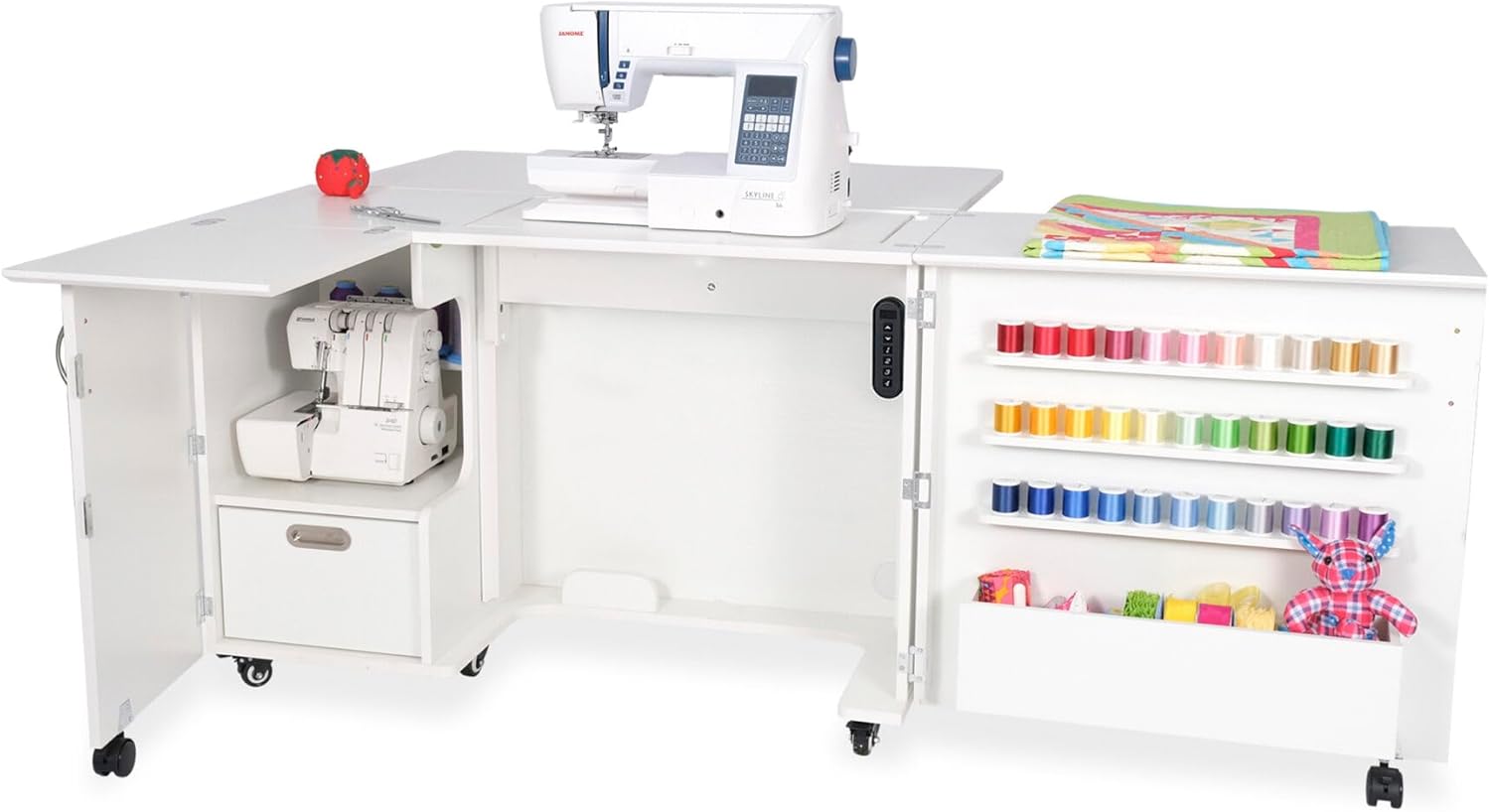 Arrow Sewing Wallaby Dual Rail Electric Sewing Cabinet, Ash-White