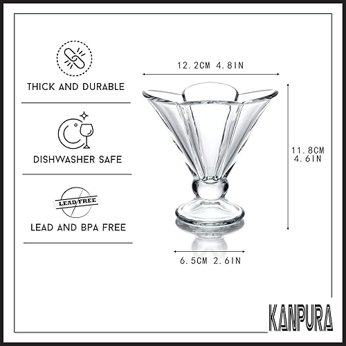 Miniatura 5 de kanpura Copas de helado de vidrio para batido de leche de 6.5 onzas, cuencos de postre con pies, tazas de postre transparentes para pudín, frutas,