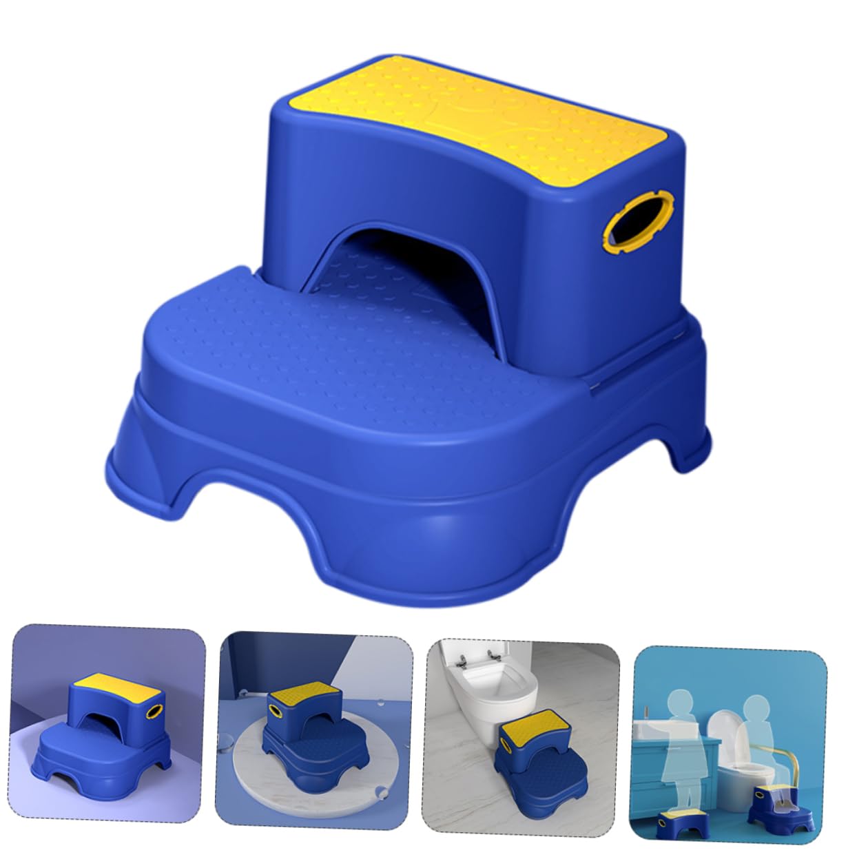 Abaodam Taburete de Escalón para Doble Color Amarillo y Azul para Baño y Cocina Taburete de Seguridad para Pequeños para Pies para Uso Infantil