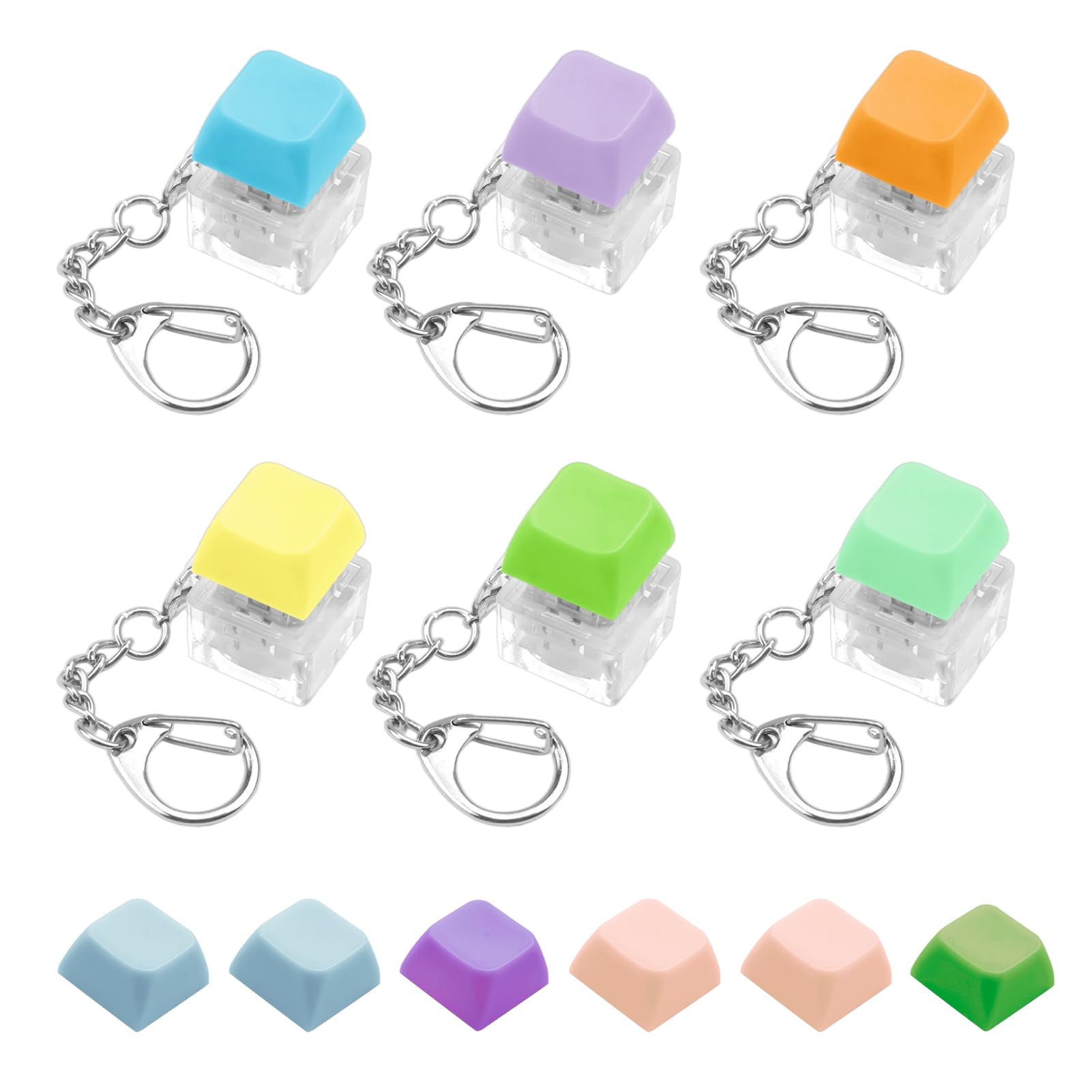Keyboard Fidget Toy Colorful Fidget Clicker Keyboard Keychain,Button Stress Relief Gifts for Adults (SY02)