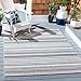 SAFAVIEH Cabana Collection Area Rug - 9' x 12', Grey & Blue, Stripe Design, Non-Shedding & Easy Care, Indoor/Outdoor & Washable-Ideal for Patio, Backyard, Mudroom (CBN323F)