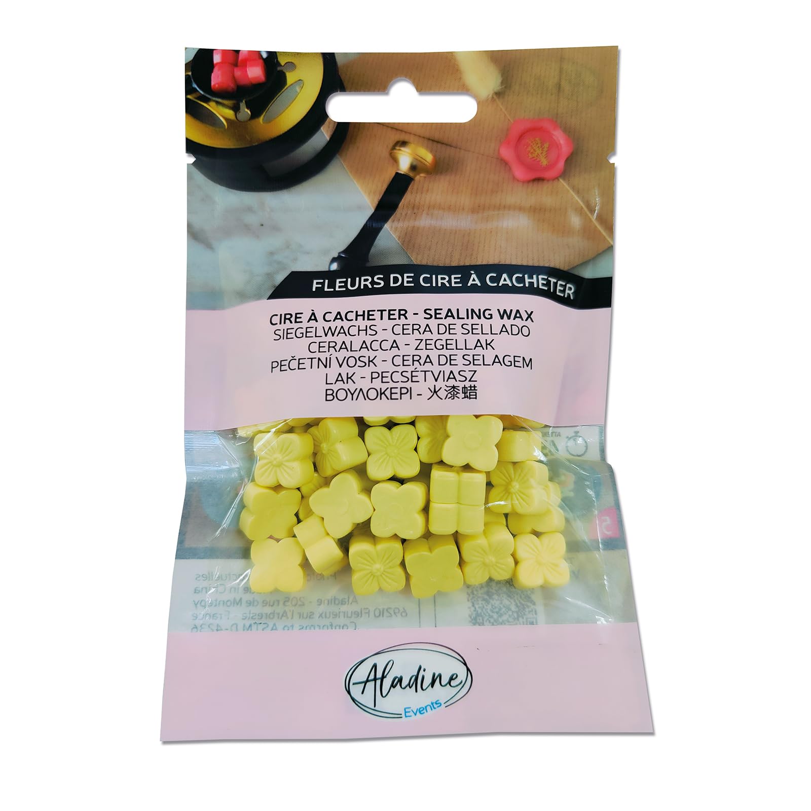 Aladine - 60 Sealing Wax Beads - Pastel Yellow - to Create Wax Seal - Wax Flowers - Weddings, Births, Letters, Mails, Menus & Gifts - 72609