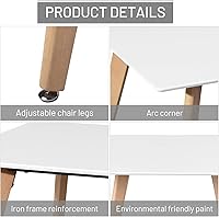 Vista 4 de FurnitureR Mesa rectangular de 43.3 pulgadas para 4-6 personas, moderna y funcional, con patas de madera maciza estables para el hogar, oficina