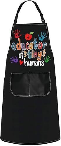 Miniatura 5 de Delantal para profesores de jardín de infantes, delantal para profesores de preescolar con bolsillos, educador de pequeños humanos, regalos para