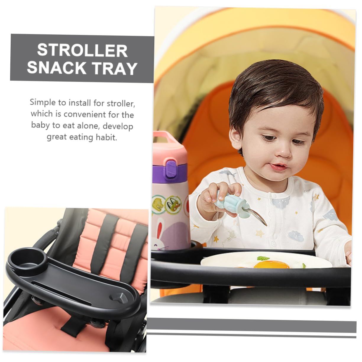 VICASKY Cup Holder Stroller Tray Snack Tray for Baby Safe and Durable Plastic Design